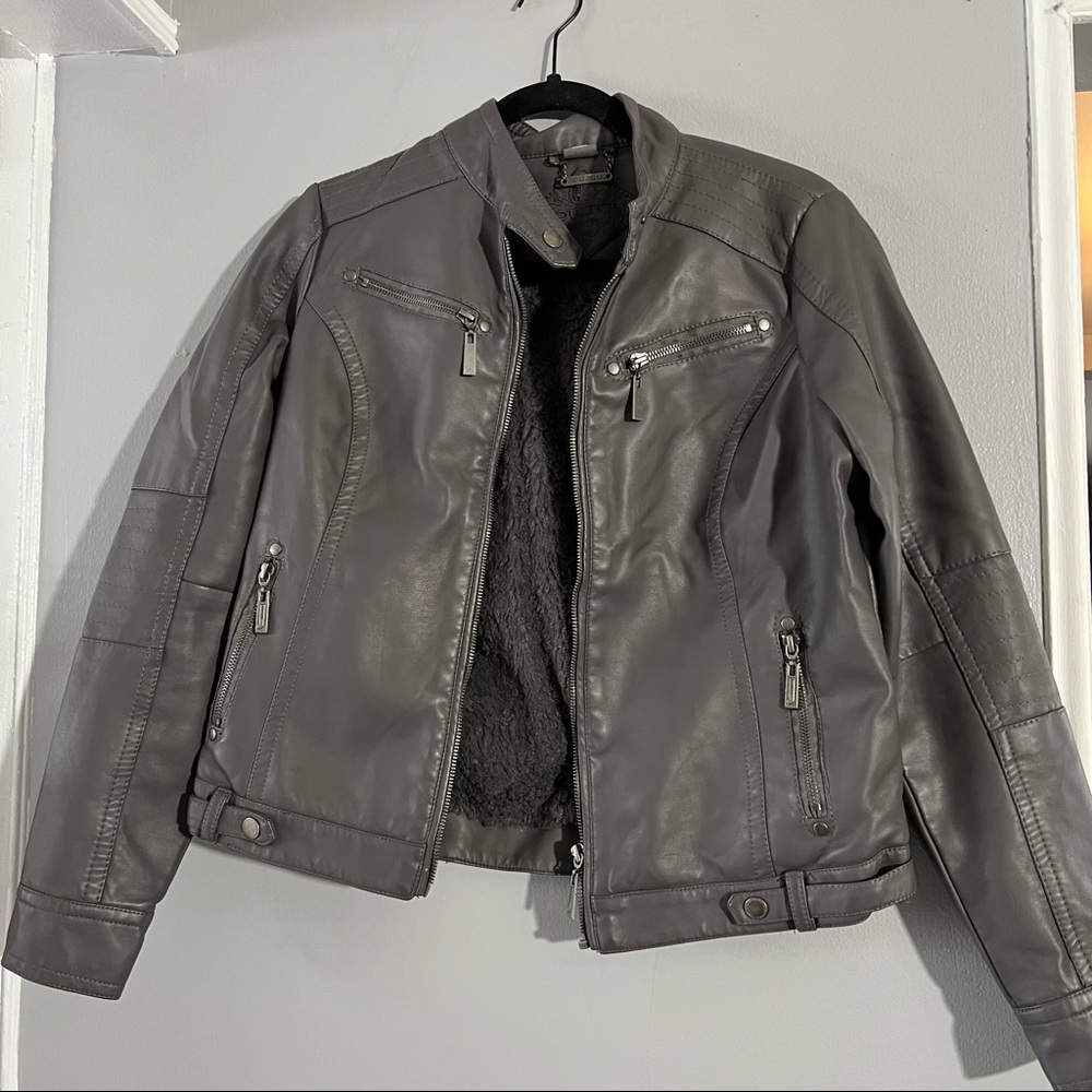 Joujou faux leather jacket with inner sherpa lining size M
